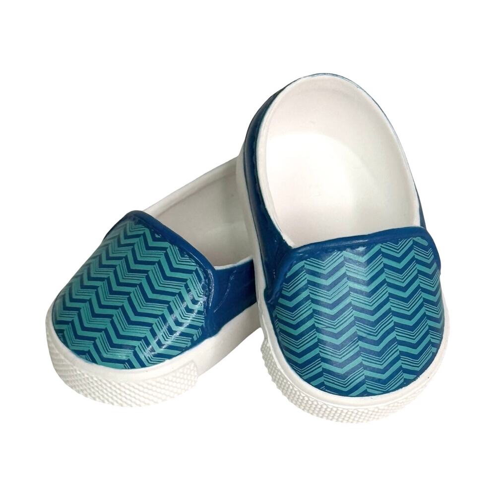 American Girl Doll Meet Shoes Teal Chevron Logan Accessories Boy Sneakers Blue